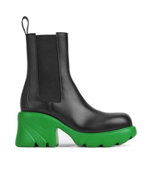 Bottega Veneta Green Logo Chelsea Short Boots