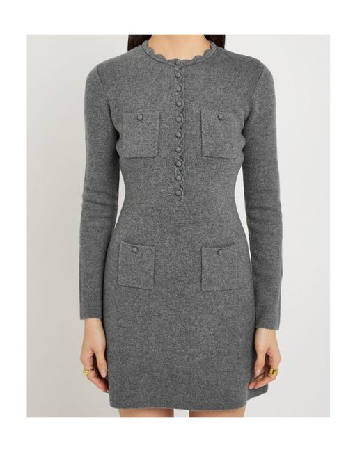 Self-Portrait Gray Knit Mini Dress