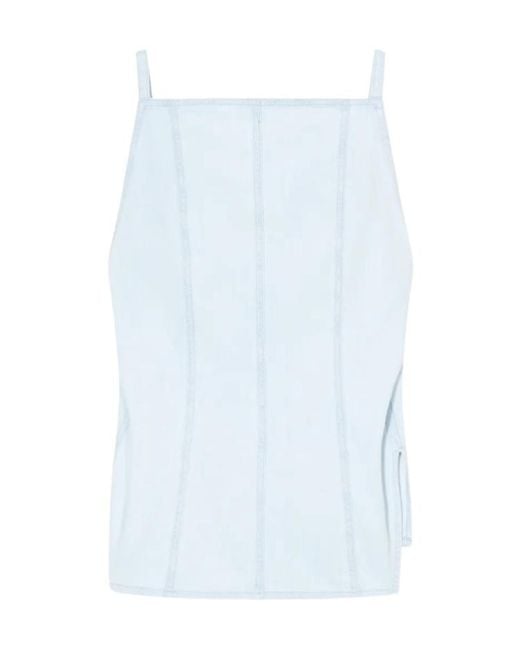 Closed Blue Strap Top