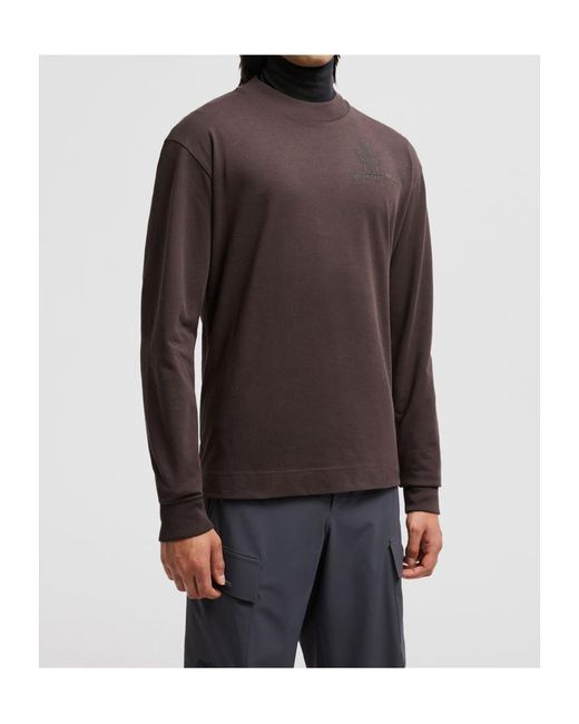 Moncler Brown Grenoble Logo Detailed Long-Sleeved T-Shirt for men