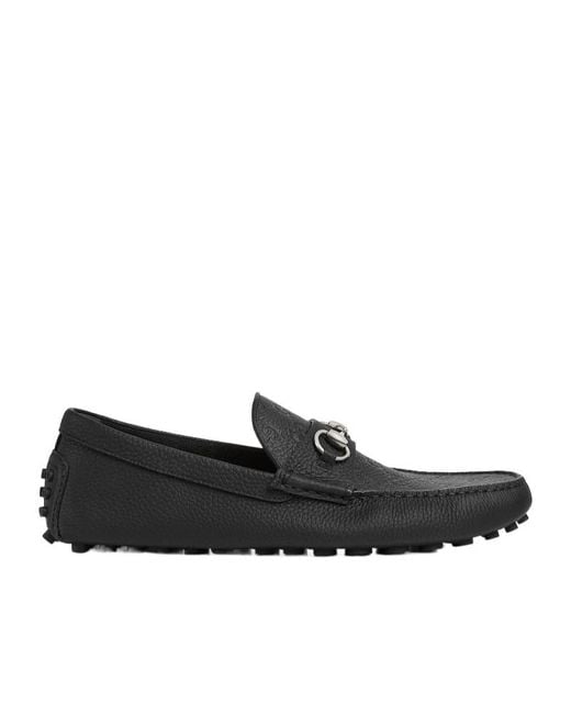 Gucci Black Horsebit Detailed Drivers for men