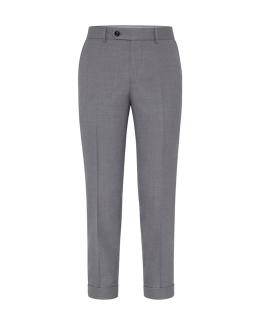 Brunello Cucinelli Gray Tapered-Leg Tailored Trousers for men