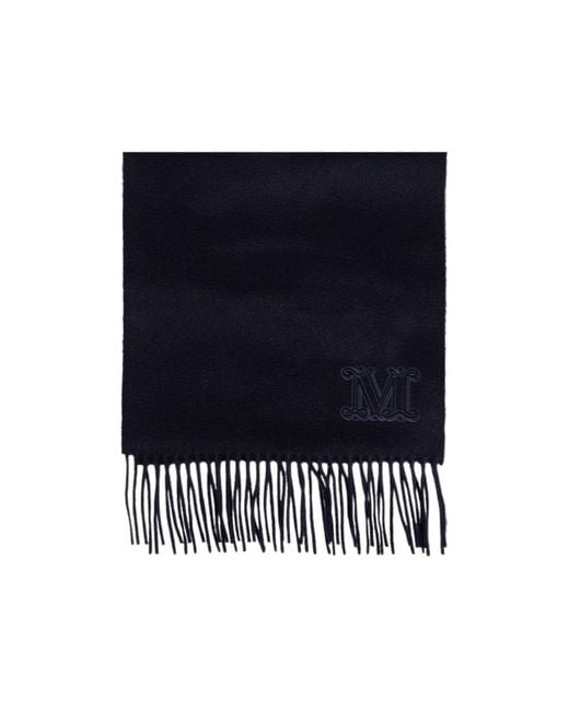 Max Mara Blue Wsdalia Fringed Edge Scarf