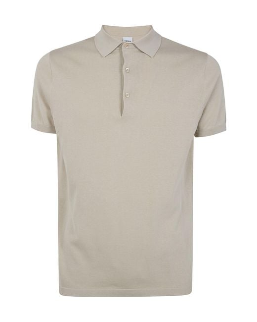 Aspesi Gray Short-Sleeve Buttoned Polo Shirt for men