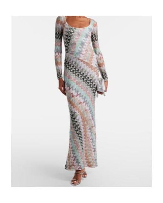 Missoni White Zigzag Lamé Maxi Dress