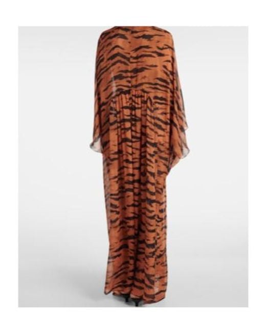 Adriana Degreas Brown X Sabine Getty Printed Silk Kaftan
