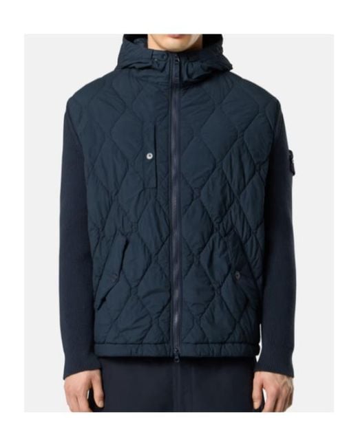Stone Island Blue Hooded Jacket With Padding And Anti-Drop for men