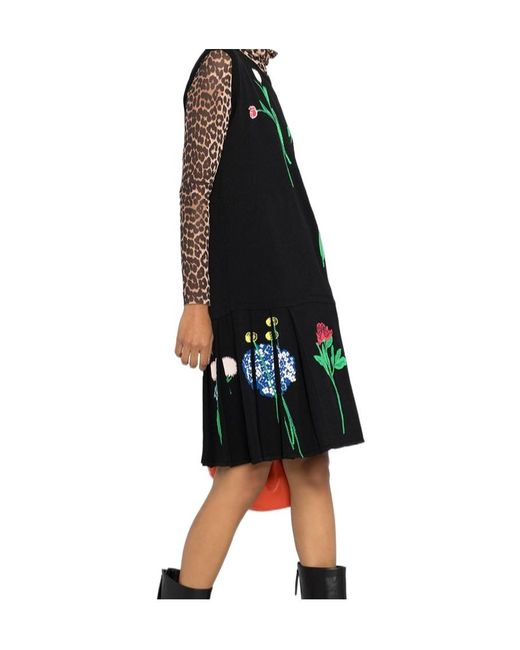 Moschino Black Inlaid Knitted Floral Dress