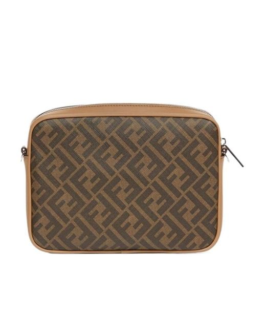 Fendi Brown Diagonal Duo Camera Bag for men