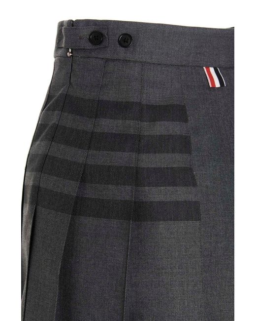 Thom Browne Gray 4 Bar Striped Pleated Mini Skirt