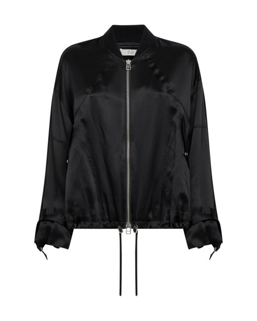 Co. Black Oversized Drawstring Bomber Jacket