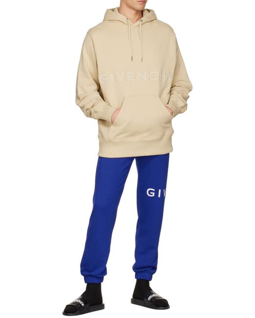 Givenchy Blue Logo Printed Elastic-Waist Jogging Pants for men