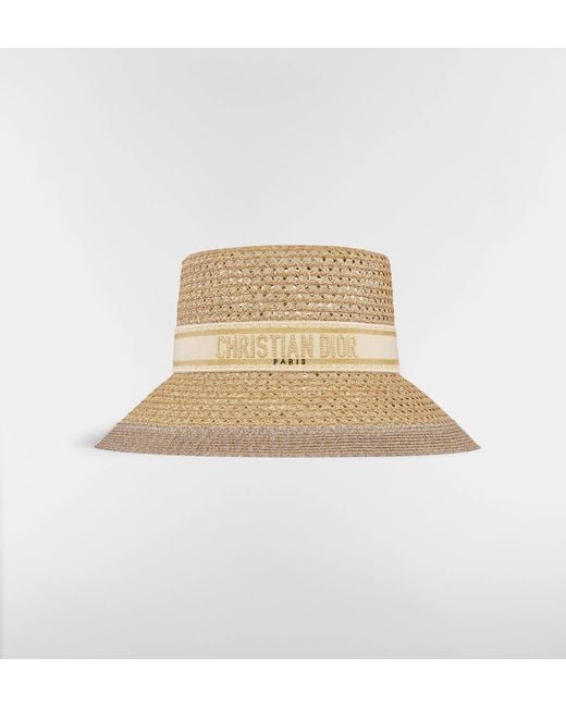 Dior Natural Logo Band Wide-Brim Hat