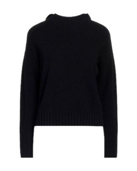 Max Mara Black Plain Color Knit Hoodie