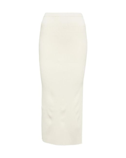 Altuzarra White Irvette Ribbed-Knit Midi Skirt