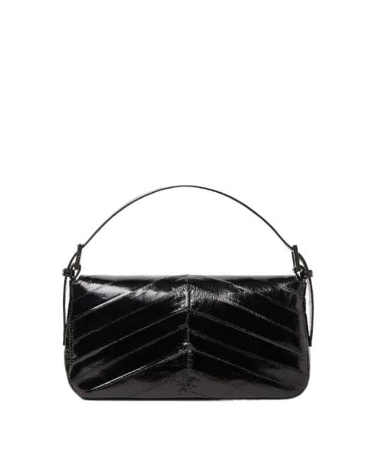 Fendi Black Baguette 26424 Inlaid Hagfish Leather Bag