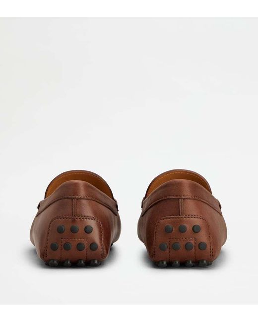 Tod's Brown Gommino Leather Moccasins for men