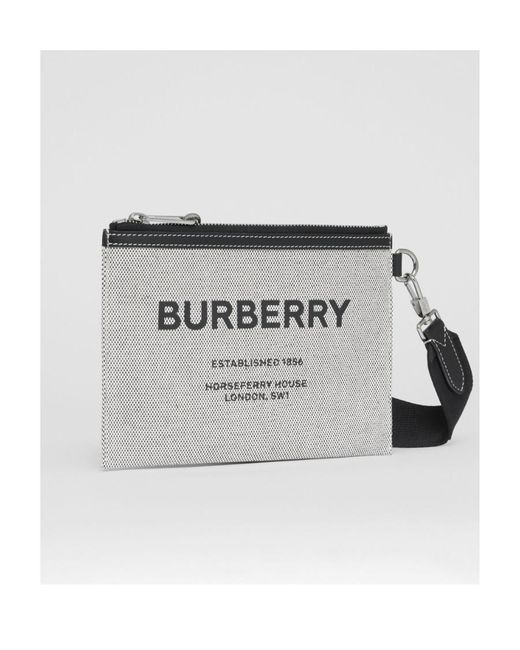 Burberry Gray Horseferry-Print Clutch Bag for men