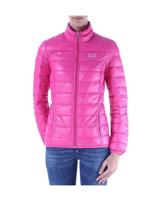 EA7 Pink Logo Quilted Down Jacket