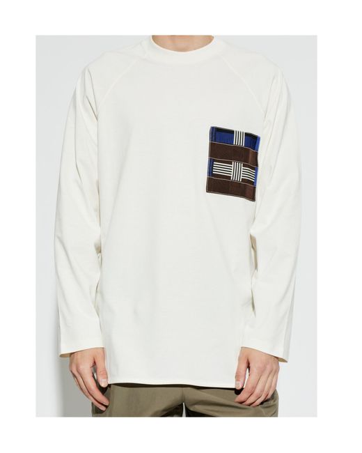 Bottega Veneta White Patch Detailed Round Neck T-Shirt for men