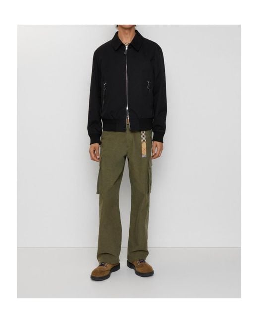 Burberry Black Gabardine Harrington Jacket for men