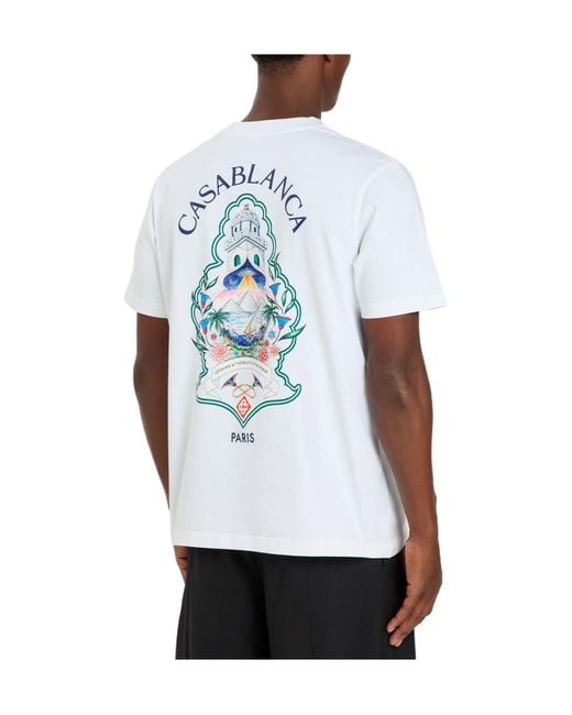 Casablanca White Cotton Printed T-Shirt for men