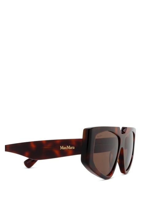 Max Mara Brown Geometric Frame Sunglasses