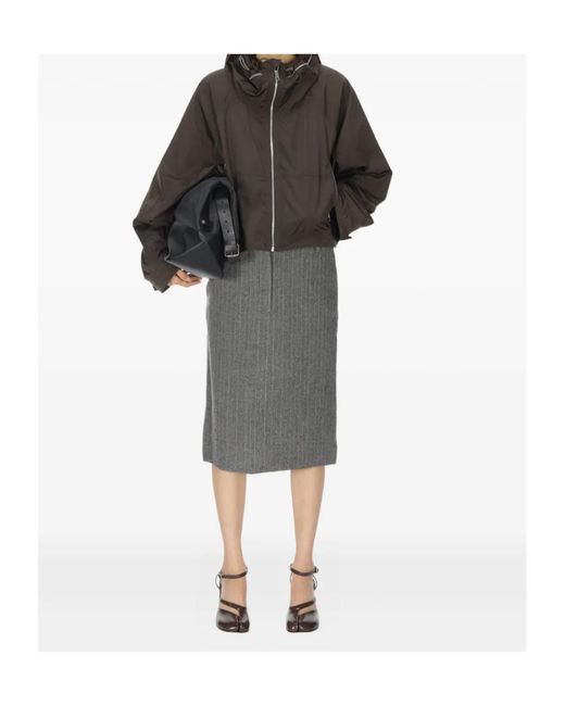 Low Classic Black Drawstring-Neck Zip Jacket