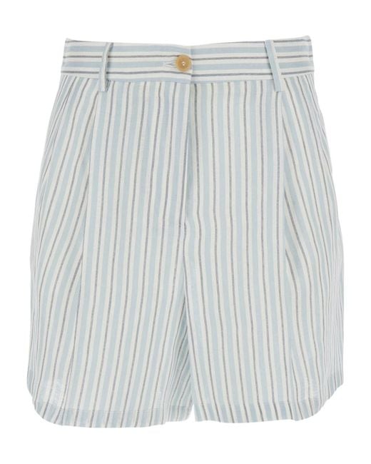 Semicouture Gray Semi Couture High-Waist Striped Shorts