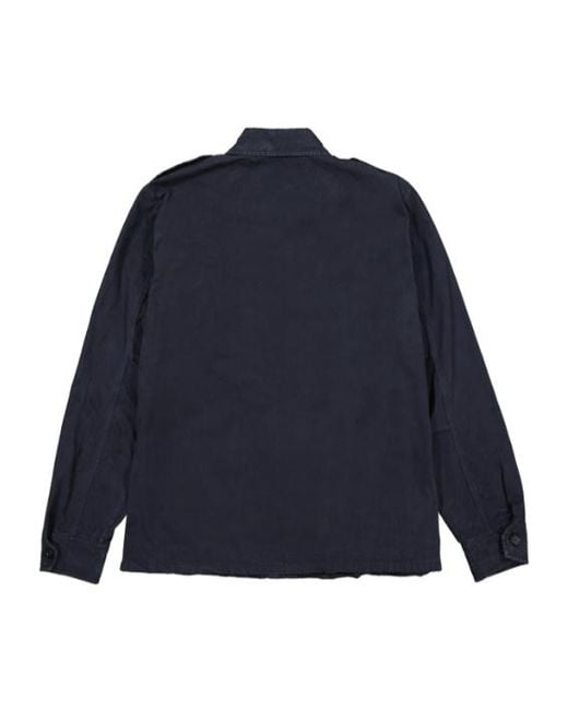 Aspesi Blue Garment-Dyed Military Shirt for men