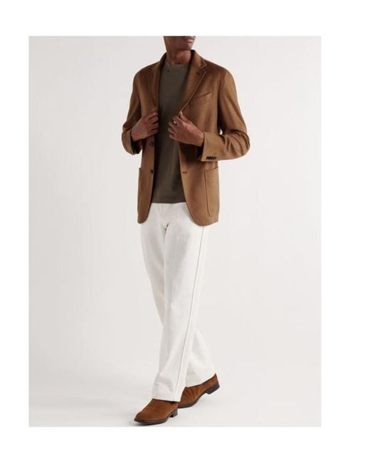 Zegna Brown Single-Breasted Suit Jacket for men