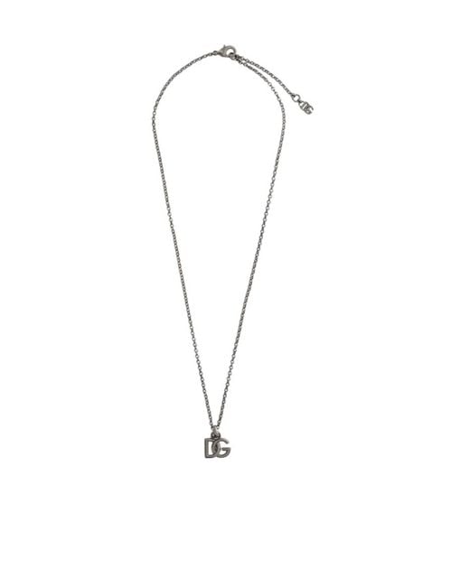 Dolce & Gabbana White Dg Logo Necklace for men