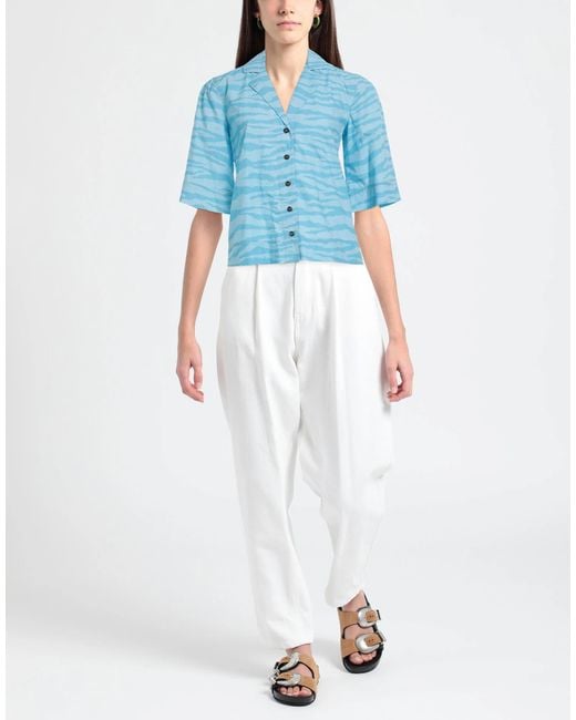 Ganni Blue Two-Tone Shirt