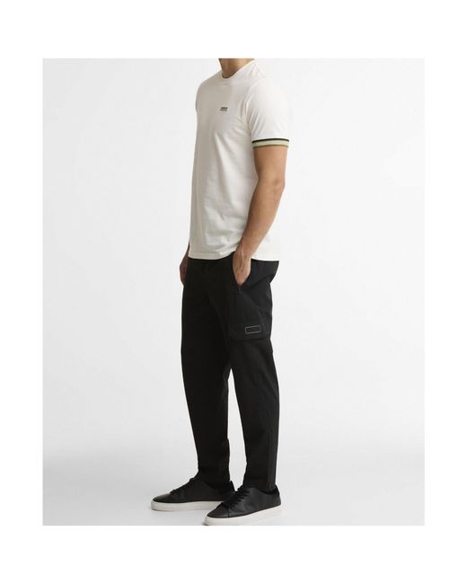 Barbour White Tippedcuff Logo Crewneck Tshirt for men