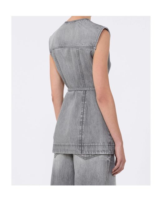 Sportmax Gray Spdorli Denim Sleeveless Gilet