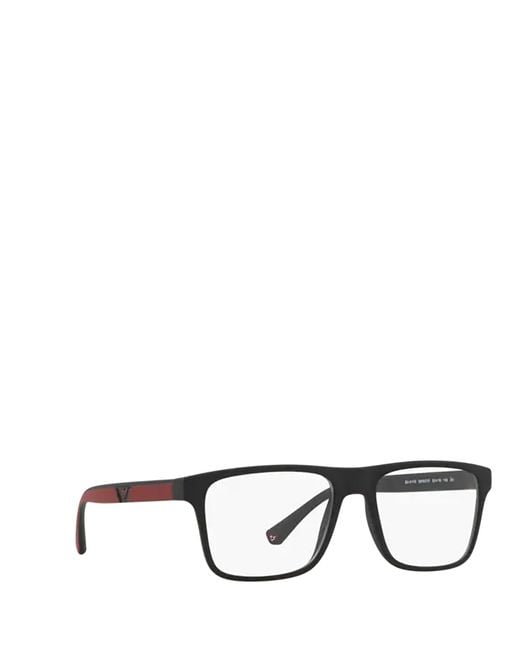 Emporio Armani White Inverted Trapezoidal Full-Frame Glasses for men