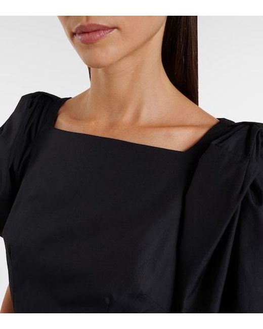 Simone Rocha Black Puff-Sleeve Cotton Poplin Midi Dress