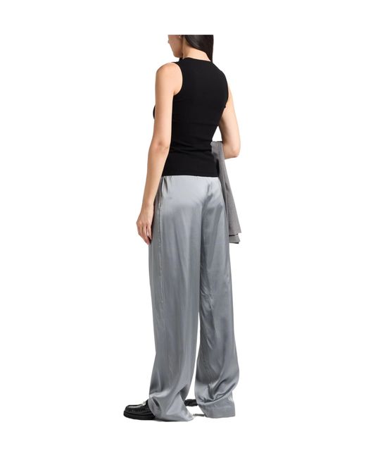 Jacquemus Gray Solid-Color Satin Trousers