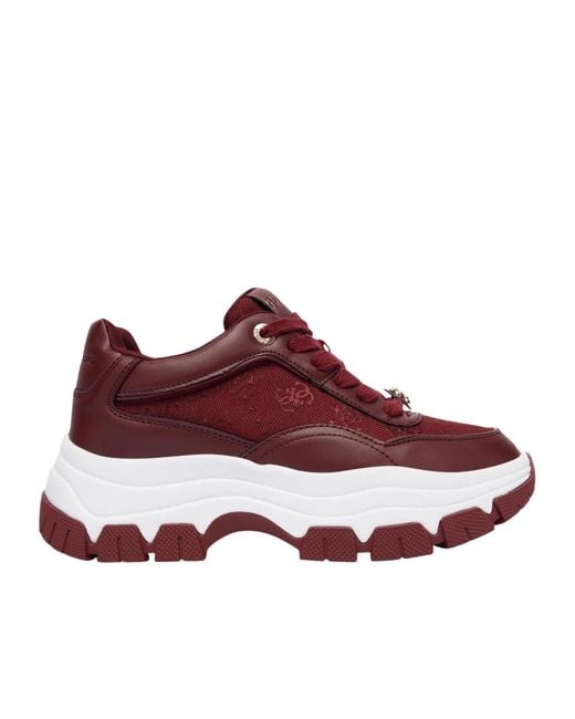 Guess Purple Logo-Plaque Chunky-Sole Sneakers