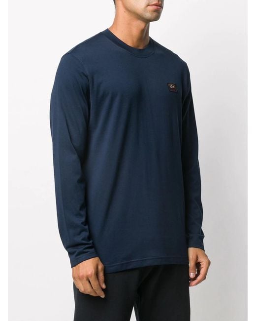 Paul & Shark Blue Logo Patch Long-Sleeve Top for men