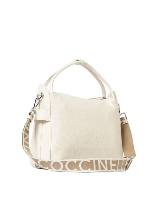 Coccinelle White Logo Strap Shoulder Bag