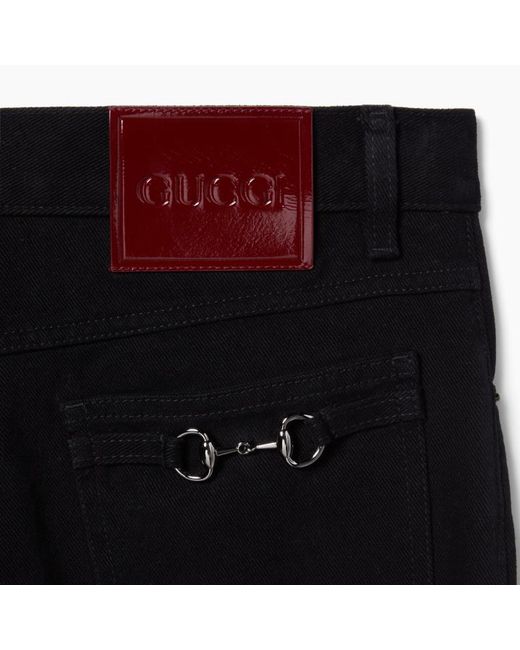 Gucci Black Cropped Slim Denim Pants for men
