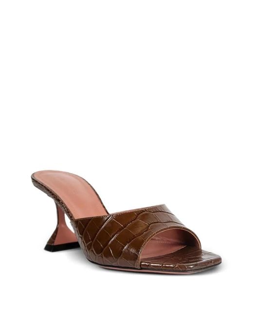 AMINA MUADDI Brown Imitation Crocodile Pattern Mules