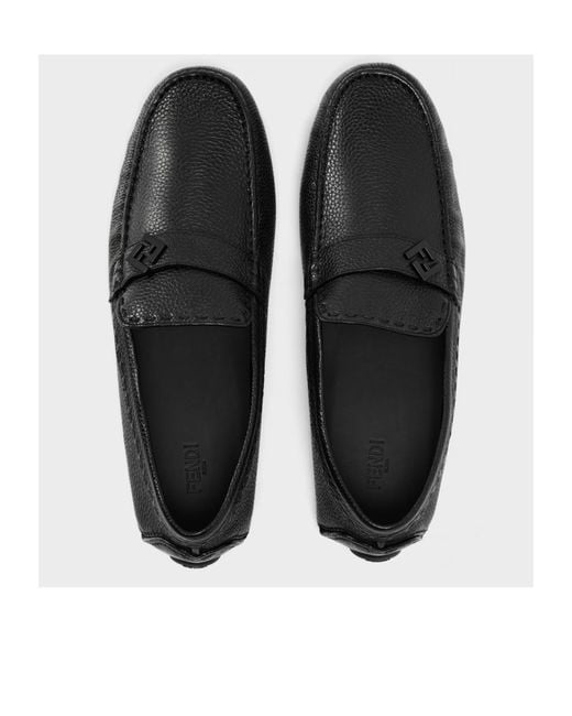 Fendi Black Logo Detail Loafers for men