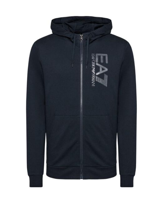 EA7 Blue Midnight Logo With Hat Casual Coat for men