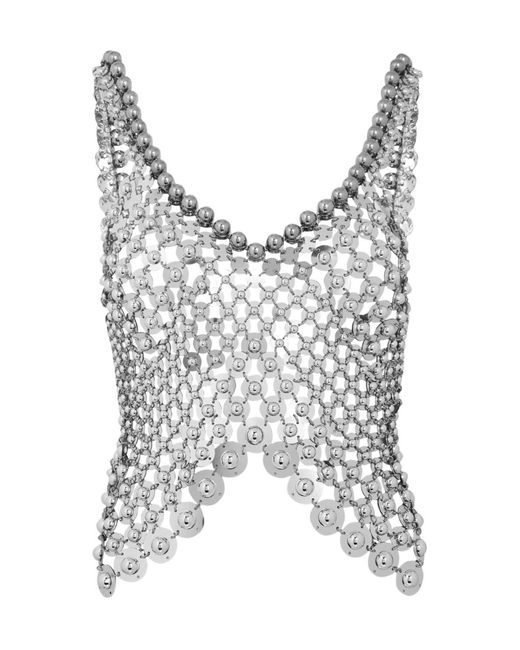 Rabanne Gray Disc Link Metal Cropped Top