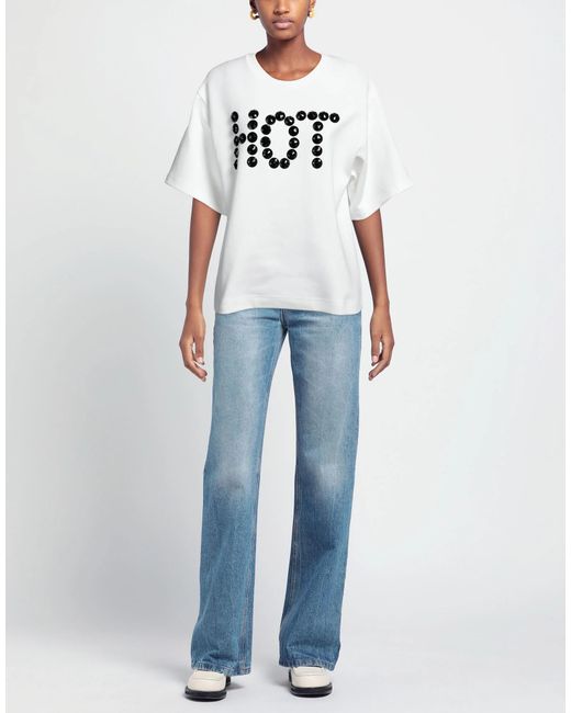 Dolce & Gabbana White Solid Color Crew Neck Short Sleeve Top