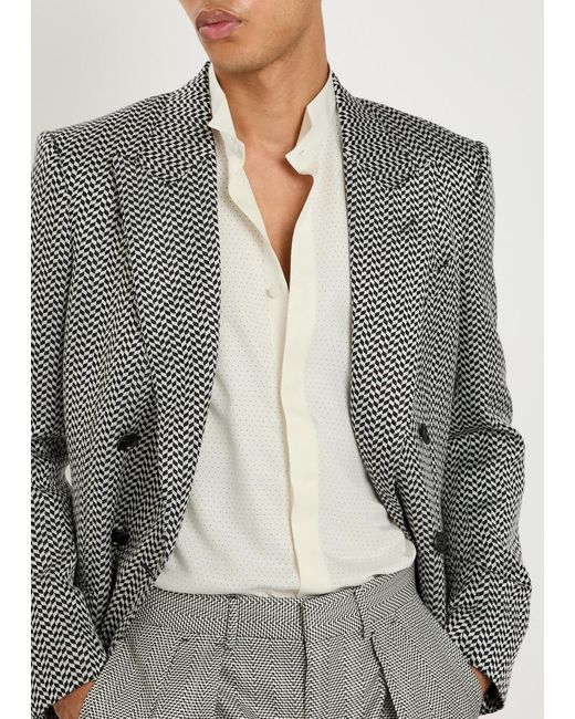 Tom Ford White Perforated Silk Shirt for men