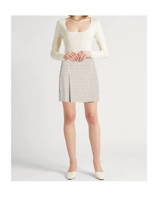 Tory Burch White Plaid Pattern Skirt