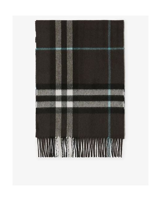 Burberry Black Checked Fringed-Edge Scarf for men